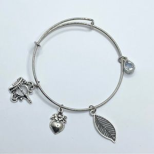 Silver tone stainless steel Expandable Bangle Adjustable Wire Bracelets Love